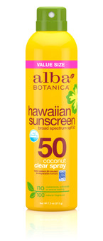 Alba Botanica Hawaiian Clear Spray Sunscreen SPF 50, Coconut, 7.5 oz