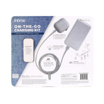 iHome On the Go 3-Piece Charging Bundle with Bonus AirPods Case - Various Colors