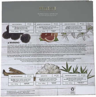 Bellevue 6-Piece Luxury Candle Set Soy Blend Scented Candles Infused with Essential Oils