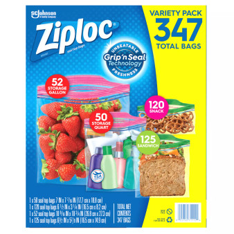 Ziploc 347-count Double Zipper Bag, Variety Pack