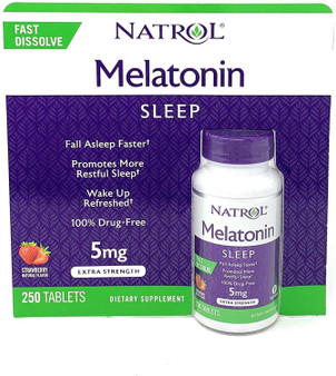 Natrol Melatonin 5 mg, Strawberry Flavor, Fast Dissolve Tablets, 250 Count