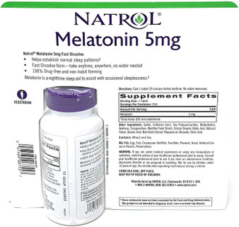 Natrol Melatonin 5 mg, Strawberry Flavor, Fast Dissolve Tablets, 250 Count