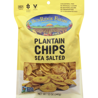 SunRidge Farms Plantain Chips, Sea Salted, 12 oz