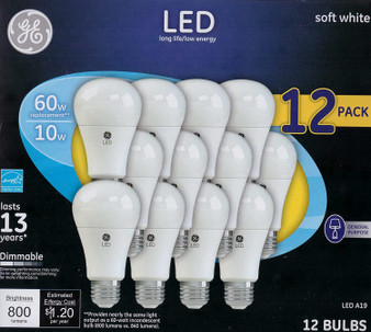 GE Soft White 60 Watt Replacement LED Light Bulbs, Dimmable Light Bulbs 12 Pack