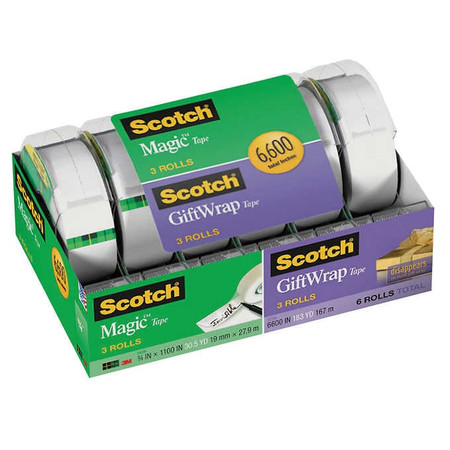 3M Scotch Magic Tape/Gift Wrap Tape, 6600" Total, 6-pack 3M Scotch Magic Tape/Gift Wrap Tape, 6600" Total, 6-pack