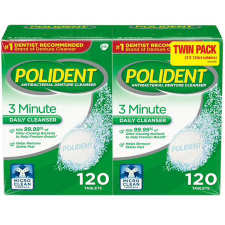 Polident Antibacterial denture cleanser 2 pack, 240 Tablets