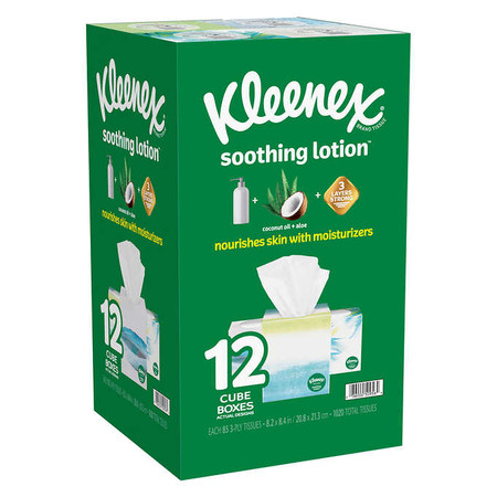 Kleenex Soothing Lotion Tissue, 3-Ply, 85-count, 12-pack