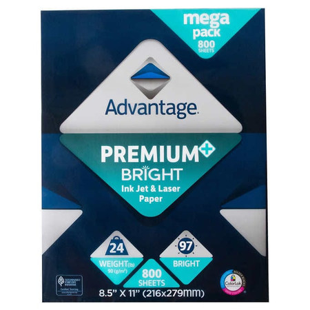 Advantage Premium Bright Ink Jet and Laser Paper, 800 Sheets Advantage Premium Bright Ink Jet and Laser Paper, 800 Sheets