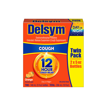 Delsym Adult Liquid Cough Suppressant, Orange (5 fl. oz., 2 pk.)