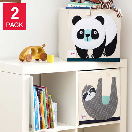 3 Sprouts Storage Boxes, Panda & Sloth, 2-pack