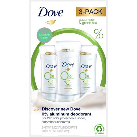 Dove 0% Aluminum Cucumber & Green Tea Deodorant 3 Pack Dove 0% Aluminum Cucumber & Green Tea Deodorant 3 Pack