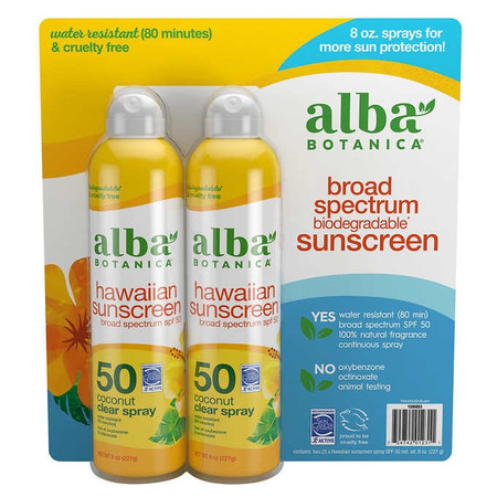 Alba Botanica Hawaiian Sunscreen Spray SPF 50 8 oz, 2-pack Alba Botanica Hawaiian Sunscreen Spray SPF 50 8 oz, 2-pack