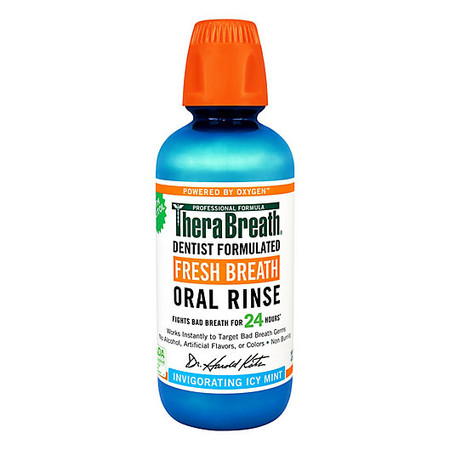 TheraBreath Fresh Breath Oral Rinse Invigorating Icy Mint, 16 oz