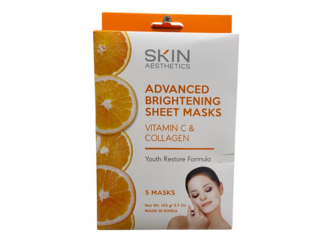 Skin Aesthetics Advanced Brightening Sheet Masks Vitamin C & Collagen, 5 Masks