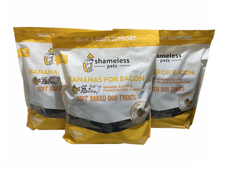 Shameless pets Bananas for Bacon dog treats 64 oz 3 pack ( Free shipping)
