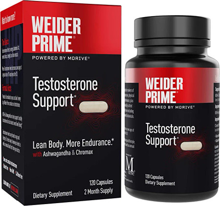 Weider Prime Testosterone Supplement for Men, Healthy , Support to Help Boost Strength and Build Lean Muscle, 120 Capsules