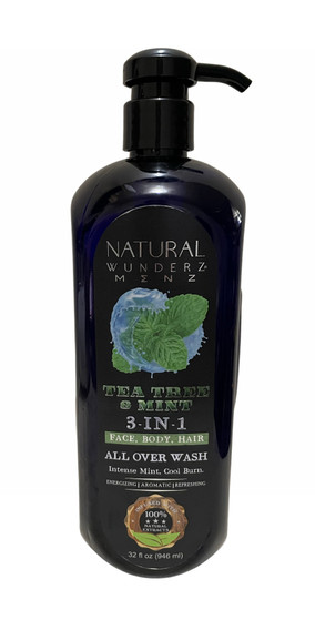 NATURAL WUNDERZ MENZ Tea Tree & Mint 3-IN1 ALL OVER LOTION, 32 OZ