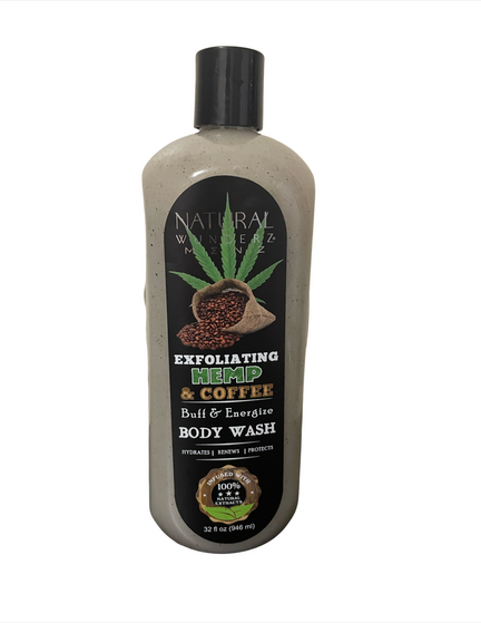 Natural Wunderz Menz Exfoliiating Hemp & Coffee Body Wash 32oz