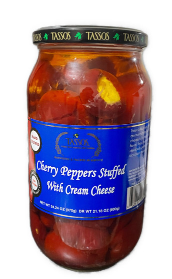 Tassos Cherry Peppers With Cream Cheese 34Oz