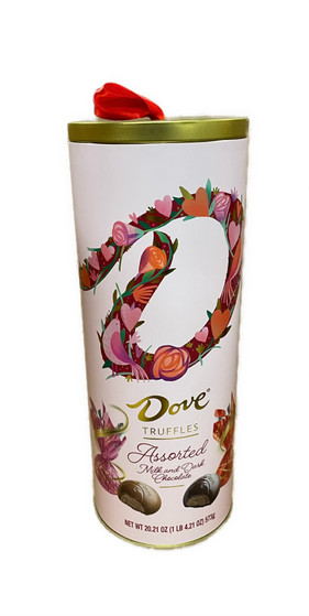 DOVE TRUFFLE ASSORTED MILK & DARK CHOCOLATE VALENTINE’S DAY  GIFT TIN (20.21 OZ)