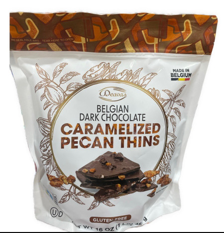 Belgian Dark Chocolate Caramelized Pecan Thins, 16 Ounce , Kosher, Gluten Free