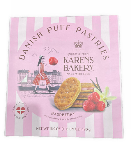 Karens Bakery Danish Puff Pastries, Raspberry, 16.9 Ounce