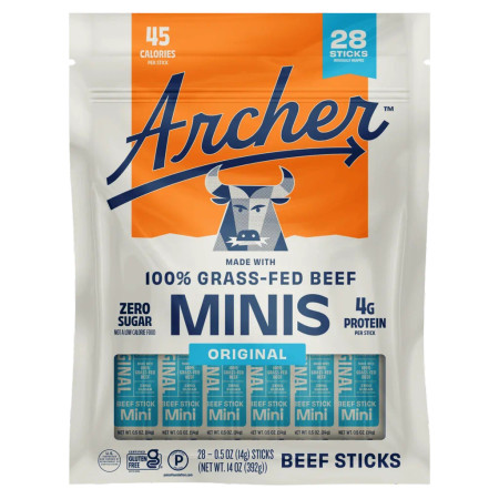 Country Archer Mini Beef Sticks – Original Grass-Fed (28 Count)