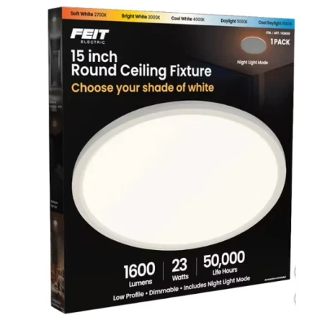 Feit Electric 15 in LED Flush Mount Ceiling Light, Dimmable 1600 Lumens (NEW OB)