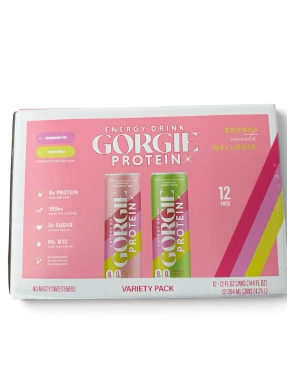 Gorgie Protein Sparkling Energy Drink Variety Pack – 12 Pack – NEW LIMITED FLAVOR