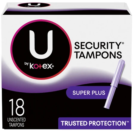 U by Kotex Security Tampons, Super Plus Absorbency, Unscented, 18 Count