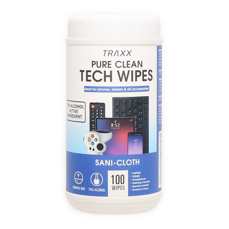 Traxx Pure Clean Antibacterial Tech Wipes 100-count