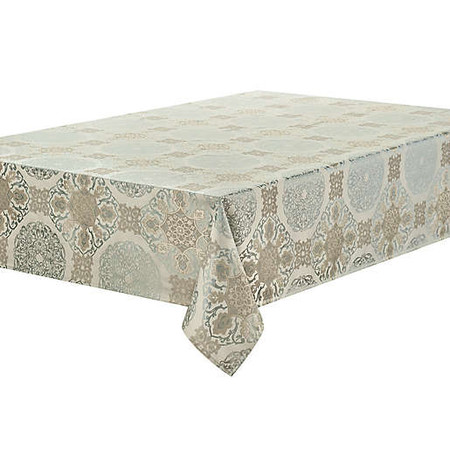 Waterford Linens Jonet 70-Inch x 144-Inch Oblong Tablecloth in Aqua
