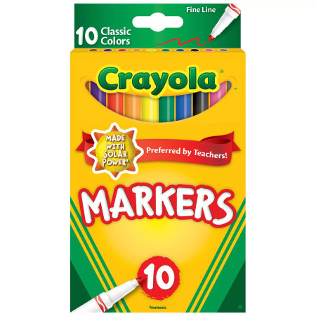 Crayola 10ct Fine Line Markers Classic Colors Crayola 10ct Fine Line Markers Classic Colors