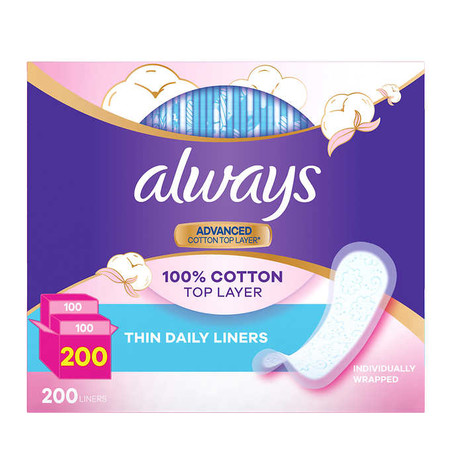 Always Advanced Thin Daily Liners, 200-count