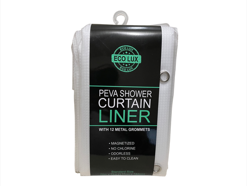 Eco Lux Peva Shower Curtain Liner, 70in x 72in - odorless waterproof shower liner with 12 metal grommets