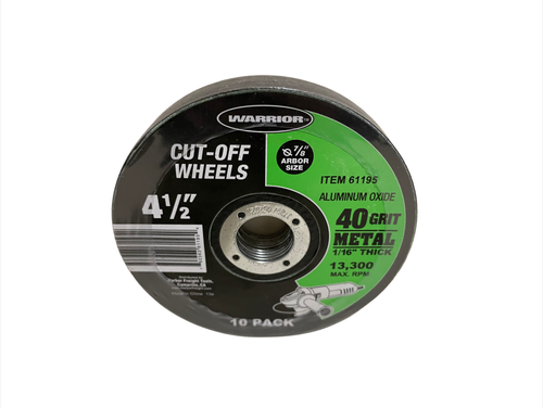 Warrior 4-1/2 In. X 1/16 In. X 7/8 In. Type 01/41 Metal Cut-Off Wheel, 10 Pk
