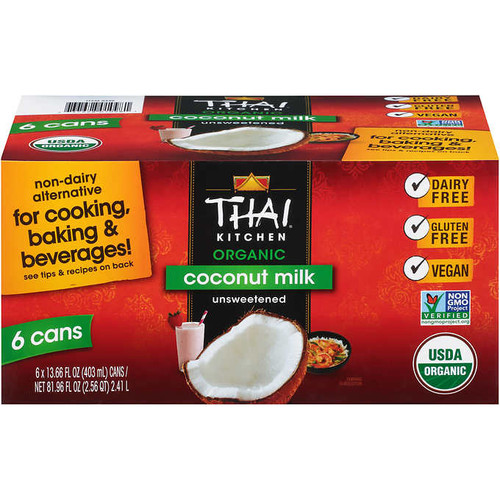 Thai Kitchen Organic Coconut Milk, Unsweetened, 13.66 fl oz, 6 pack