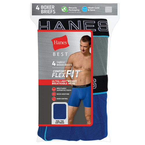 Hanes 4 Pack  Best Men's ComfortFlex Fit Tagless Boxer Brief