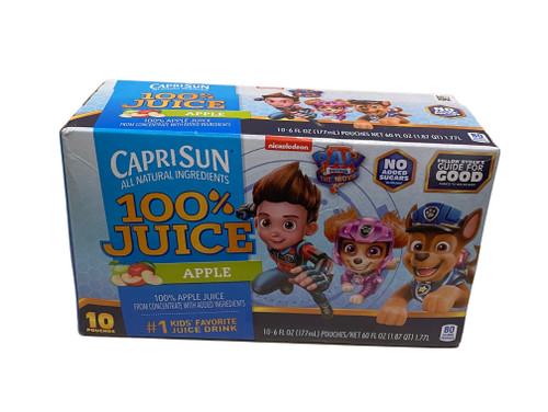 Paw Patrol Caprisun All Natural Ingredients 100% Apple Juice, 10 pouches
