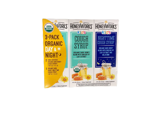 HONEYWORKS KIDS ORGANIC COUGH SYRUP DAY (2 X 4 OZ) + NIGHT (4 OZ)