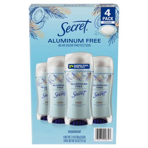 Secret Aluminum Free Coconut 48 Hour Odor Protection (2.4 oz., 4 pk.)