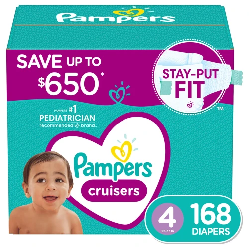Pampers Cruisers Diapers, Size 4, 168 count