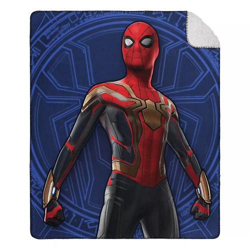 Spiderman: No Way Home "Gold Suit" Cloud Throw Blanket with Sherpa Back, 50" x 60"