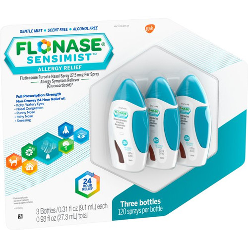 Flonase Sensimist Allergy Relief Nasal Spray, 120 Sprays, 3 Pack, 360 Sprays Total