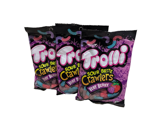 Trolli Sour Brite Crawlers Very Berry Gummy Candy,  3 pack, 7.2 Oz