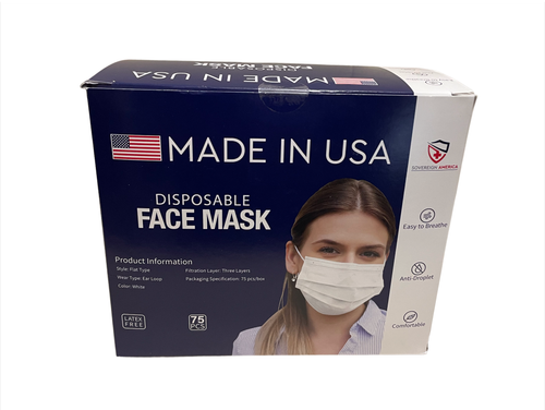 Sovereign America Disposable Face Mask, 75 count