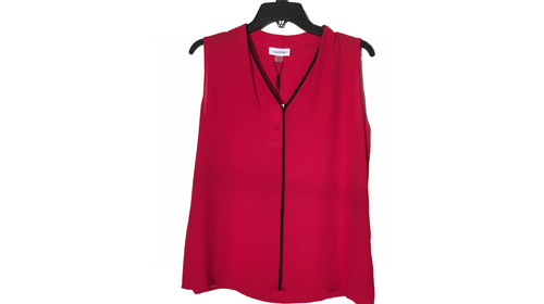 Calvin Klein Women's Piped V Neck Top