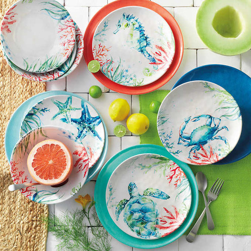 Pandex Sealife 12-piece Melamine Dinnerware Set