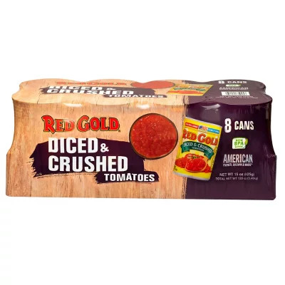 Red Gold diced and crushed tomatoes, 15 oz, 8 pack