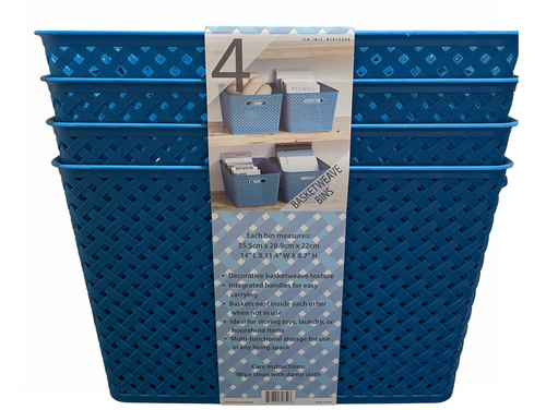Baum Basket Weave Bins 4 pack VARIETY OF COLOR